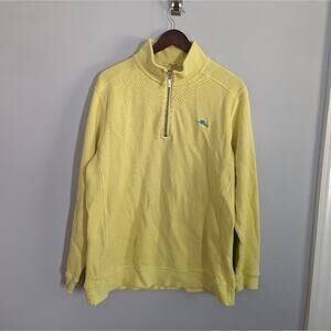 Men's Tommy Bahaham Yellow Half-Zip Sweater XL Pullover Preppy